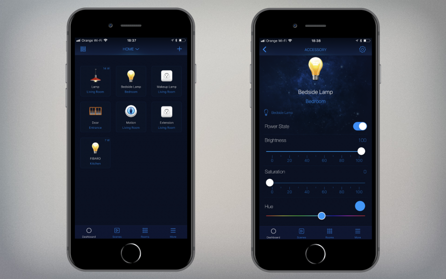 Fibaro for HomeKit Devices app on an iPhone 8 Plus
